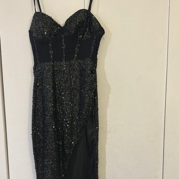 SHEIN Black Sequin Sweetheart Cocktail Dress - Picture 1 of 3